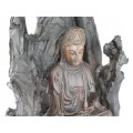 F. RAR : Impresionantă statuetă Guan Yin sculptată în lemn de bog și abanos | China 